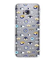 PrintiFy Samsung Galaxy S8 Plus ile Uyumlu Nazar Boncuğu 2  Kamera Korumalı Şeffaf Silikon Kılıf
