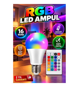 RGB 16 Renk Uzaktan Kumandalı LED Ampul E27 Duy