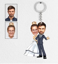 Kişiye Özel En Tatlı Gelin Damat 2 Tasarımlı Karikatür Anahtarlık