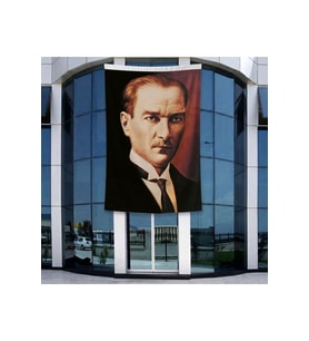 Sivil Gazi Mustafa Kemal Atatürk Portre Poster Bayrak Raşel Kumal 4x6 metre ATA5