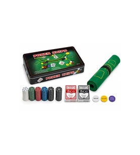Kişiye Özel 300 Chipli Profesyonel Poker Seti Metal Kutulu 2 Deste İskambil Kağıtlı - 33x5x19cm