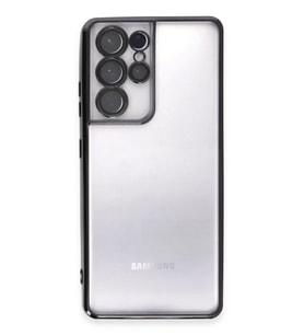 Newface Samsung Galaxy S21 Ultra Kılıf Razer Lensli Silikon - Siyah