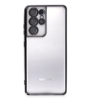 Newface Samsung Galaxy S21 Ultra Kılıf Razer Lensli Silikon - Siyah