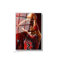 Dikey Çerçeveli Cam Basketbol Cizim Modern Ev Dekoru Duvar Sanatı Ev Ofis Tablosu (Gümüş)