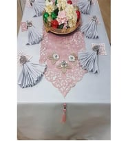 Afife Kadife Pudra Gümüş Sofra Takımı 8 Kişilik 160x230cm 34 Prç. - 879 (Standart)