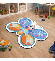 eJOYA Kişiye Özel Mavi Kelebek Puzzle Keçe Halı 116274