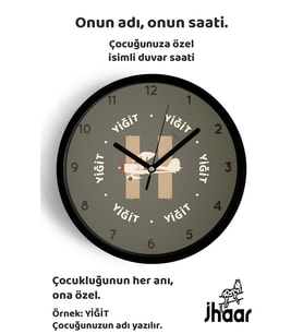 İsme Özel Helikopter Çocuk Odası Duvar Saati Orta Boy 30 cm Siyah Camlı Sessiz