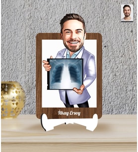 Kişiye Özel Doktor Temalı Karikatür Ahşap Biblo