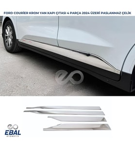 Ford Tourneo Courier Krom Yan Kapı Çıtası 4 Parça 2024 Üzeri Paslanmaz Çelik (Gümüş)