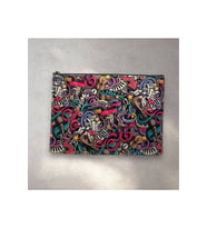 Renkli Müzik Nota Desenli Clutch Portföy Çanta (Siyah-Siyah)