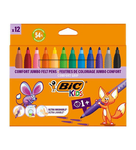 Bic Keçeli Kalem Comfort Jumbo 12 Renk Keçeli Boya Kalemi (Karışık)
