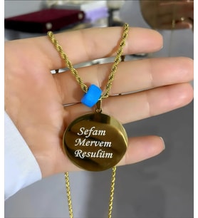 ÇELİK İSİM YAZILI PLAKA KOLYE 60 CM BURGU ZİNCİRLİ
