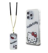 Apple iPhone 15 Pro Uyumlu Kılıf Hello Kitty Orjinal Lisanslı Askılı Yazı ve İkonik Logolu Daydreaming Kapak (Beyaz)