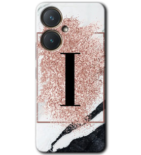 Vivo Y27 Kılıf HD Desen Baskılı Kılıf - Pembe Mermer Desenli I Harfi