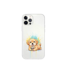 iPhone 12 Pro Max ile Uyumlu Splash Köpek Tasarımlı Şeffaf Silikon Kılıf