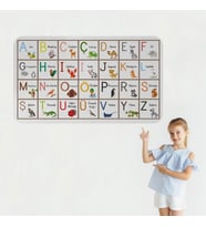 Hayvan İsimleri ile Harfleri Öğreniyorum Alfabe Çocuk Odası ve Anaokulu Duvar Stickerı 100 x 65 cm