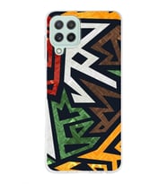 Samsung Galaxy A22 Uyumlu Kapak Soyut Grafiti Tasarımlı Şeffaf Silikon Kılıf
