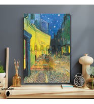 Tekli Dikey Kanvas Duvar Tablosu Terasta Gece Vincent Van Gogh