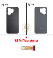 Infinix Hot 50İ Siyah Uyumlu Arka Kapak + B7000 Yapıştırıcı Arka Cam Batarya Pil Kapağı Lazer Kesim