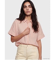 LCW Vision Pembe Çizgili Oversize Kadın Gömlek
