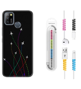 INFINIX Smart 4 5 6 Zero 8 S5 Pro Kılıf Kablo Koruma Spiral Silikon Line Planet 1736
