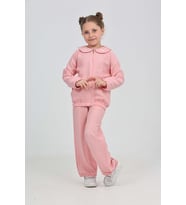 Toontoy Kız Çocuk Yaka Nakışlı Eşofman Takım (Açık Pembe)