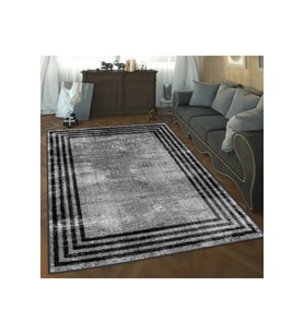 Rovigo Home Dijital Baskı Yıkanabilir Kaymaz Taban Salon Halısı RVG1356-HT486 100x150 cm (Siyah)