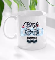 BK Gift Kişiye Özel Babalar Günü Hediyesi Best Dad Tasarımlı Kupa Bardak-1 (Beyaz)
