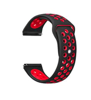 Samsung Galaxy Watch Gear S2 / Active 2 40mm 44mm Kordon Delikli Spor Kordon (Siyah-Kırmızı)