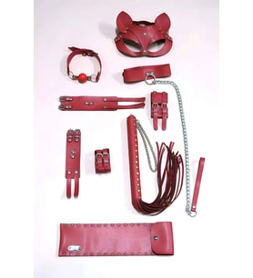 Giyim Kırbaç Kelepçe Set, 6'ı Set, Ayak - El Kelepçesi, Maske, Ağız Topu - Brf1308