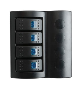 BFY Marin Otomatik Sigortalı Işıklı Switch Panel, 4 Anahtar, Mavi (STD)