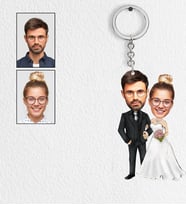 Kişiye Özel Gelin Damat Tasarımlı Karikatür Anahtarlık