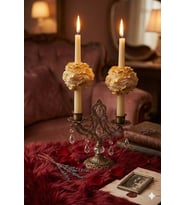 Şakayıklı Şamdan 2'li Mum - Mumelia Candles Doğal Soya Kutulu Dekoratif Mum - Krem