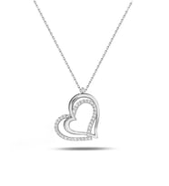 Diamond Model Special Çift Kalp Kadın Gümüş Kolye
