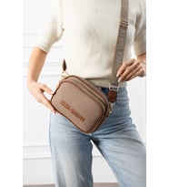 Givenza 3 Bölmeli Astarlı Kadın Çapraz Çanta (Vizon)