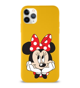 Apple iPhone 11 Pro Max  Lansman Kılıf Minnie Mouse Tasarımlı Altı Kapalı İçi Kadife Kaplı  Kapak (Şeffaf)