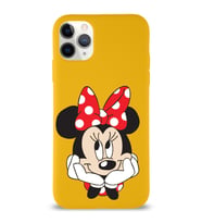 Apple iPhone 11 Pro Max  Lansman Kılıf Minnie Mouse Tasarımlı Altı Kapalı İçi Kadife Kaplı  Kapak (Şeffaf)