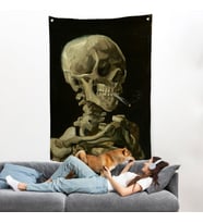 Vincent van Gogh - Sigara İçen Kafatası Duvar Örtüsü - Skull of a Skeleton with Burning Cigarette-7476