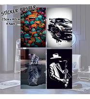 jazz smiley spor araba kedi kaplan - 4 adet yapışkanlı poster sticker etiketler - dolap cam oda için
