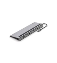 Belkin USB-C Hub, 11'i 1 arada Çoklu Bağlantı Noktalı Adaptör Yuvası, 4K HDMI, DisplayPort, VGA, USB-C ve 100W, Bağlı Cihazdan Şarj Etmek İçin, 3x USB A, Gigabit Ethernet, SD, MicroSD, 3,5 mm Jak Outlet