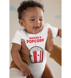 Movies And Popcorn Desenli Kısa Kol Erkek Body