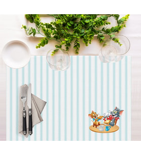 Adawall Home Tom And Jerry Striped Kumaş Amerikan Servis 4'lü Set 35X50CM