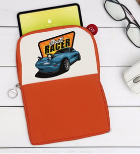 BK Gift Street Racer Tasarımlı Taşınabilir Koruyucu Tablet Kılıfı & Organizer Çanta - Turuncu-1