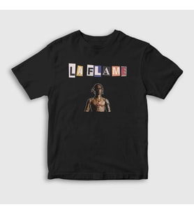 Presmono Unisex Çocuk Siyah La Flame Astroworld Travis Scott T-Shirt 42758tt