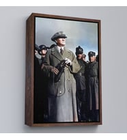 Çerçeveli Atatürk Portre Tablosu Mustafa Kemal Atatürk Dikdörtgen Dekoratif Kanvas Tablo (Kahverengi)