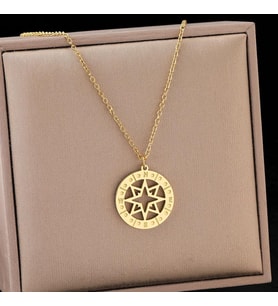 Kişiye Özel 925 Ayar Gümüş Pusula Kolye (Gold)