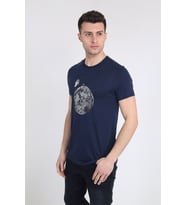 Erkek Bisiklet Yaka Baskılı T-Shirt 21Y-3400744-01 Lacivert
