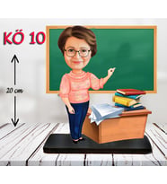 Kişiye Özel Ahşap Biblo - Kadın Öğretmen Karikatür Biblo - Öğretmen Biblo 10