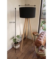3 Ayaklı Tripod Lambader Siyah Kumaş Başlık