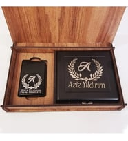 Kişiye Özel Ahşap Kutulu Metal Çakmak & Sigara Tabakası